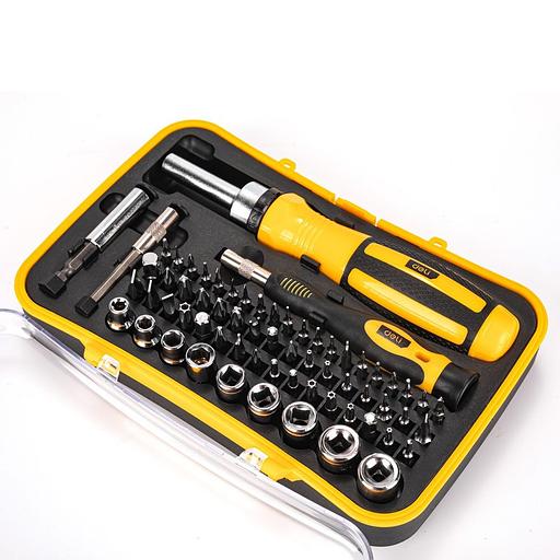 Набор прецизионных отверток и бит с держателями Deli DL3565 65 предметов трещотка 72 зуба, пластиковый кейс фото 7