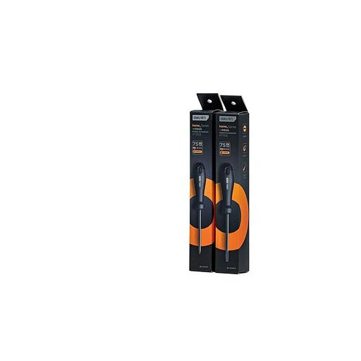 Шлицевая отвёртка "Home Series Black" Deli HT1103 3x75мм Эксклюзивный дизайн, рукоятка из высококачественного софттач пластика фото 2