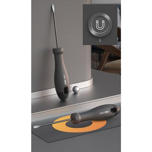 Шлицевая отвёртка "Home Series Black" Deli HT1105 5x100мм Эксклюзивный дизайн, рукоятка из высококачественного софттач пластик фото 4