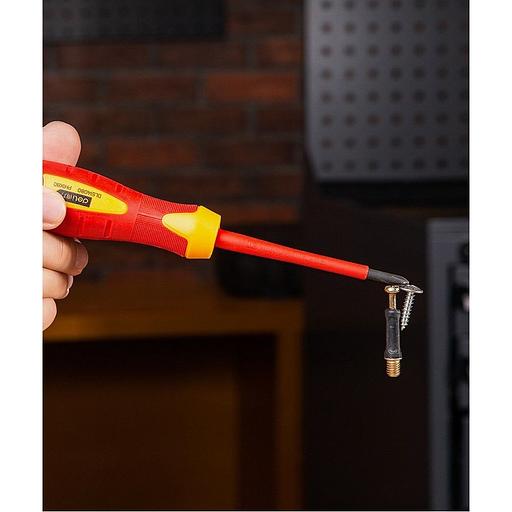 Диэлектрическая крестовая отвертка Deli DL514080 PH1х80мм сталь Cr-V, сертификат VDE для работ под напряжением до 1000 В фото 2