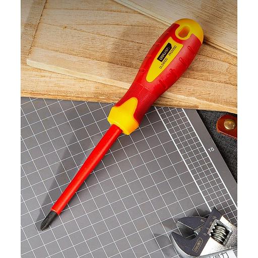 Диэлектрическая крестовая отвертка Deli DL516100 PH2х100мм сталь Cr-V, сертификат VDE для работ под напряжением до 1000 В фото 5