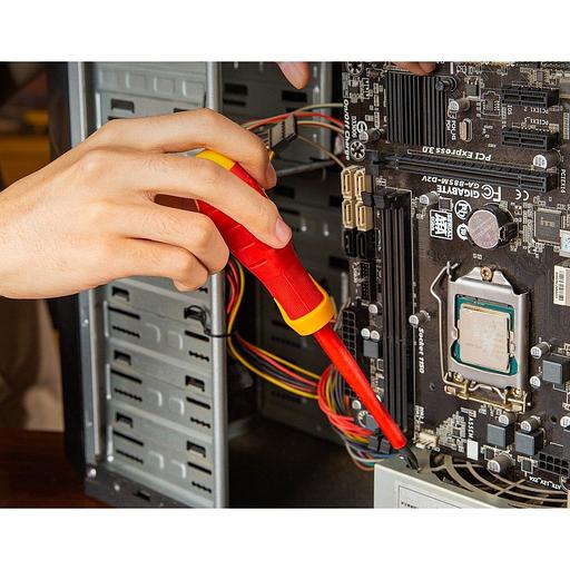 Диэлектрическая крестовая отвертка Deli DL516100 PH2х100мм сталь Cr-V, сертификат VDE для работ под напряжением до 1000 В фото 6