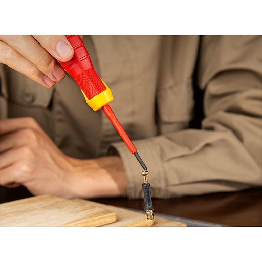 Диэлектрическая крестовая отвертка Deli DL513060 PH0х60мм сталь Cr-V, сертификат VDE для работ под напряжением до 1000 В фото 2