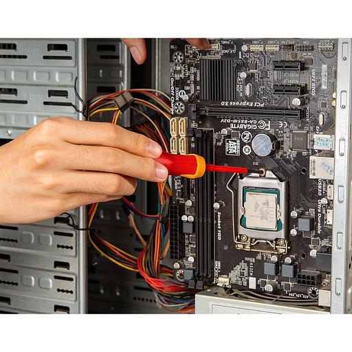 Диэлектрическая крестовая отвертка Deli DL513060 PH0х60мм сталь Cr-V, сертификат VDE для работ под напряжением до 1000 В фото 4