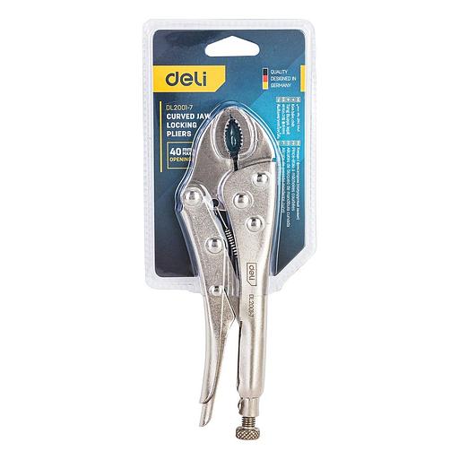 Зажимные клещи с круглыми губками Deli DL2001-7 175мм, рабочий ход 40мм, регулировочный винт фото 3