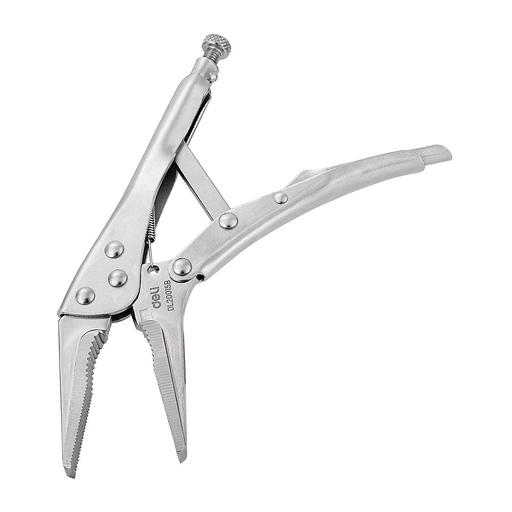 Зажимные клещи с удлиненными прямыми губками Deli DL20015B 220мм, рабочий ход 70мм, регулировочный винт фото 4