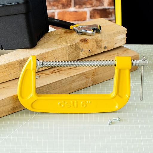 Струбцина G-образная усиленная Deli DL-G206 высота зажима 150мм, глубина зажима 95мм фото 8