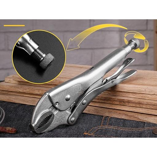 Зажимные клещи с изогнутыми губками Deli DL0381 200мм, рабочий ход 55мм, регулировочный винт фото 3