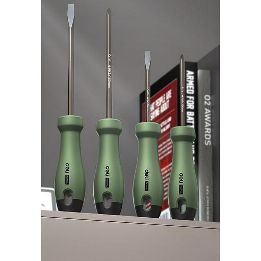 Набор отверток "Home Series Green" Deli HT1004L 4шт SL5x100+SL6x150+PH1x100+PH2x150, эксклюзивный дизайн, рукоятка из высококачественного софттач пластика фото 6