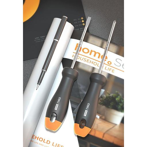 Набор отверток "Home Series Gray" Deli HT1002C 2шт SL5x100+PH1x100, эксклюзивный дизайн, рукоятка из высококачественного софттач пластика фото 2