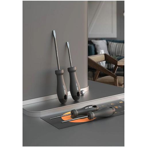 Набор отверток "Home Series Gray" Deli HT1004C 4шт SL5x100+SL6x150+PH1x100+PH2x150, эксклюзивный дизайн, рукоятка из высококачественного софттач пластика фото 4