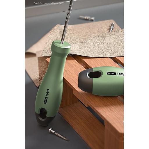 Крестовая отвертка "Home Series Green" Deli HT1203L PH0x75мм Эксклюзивный дизайн, рукоятка из высококачественного софттач пластика фото 4