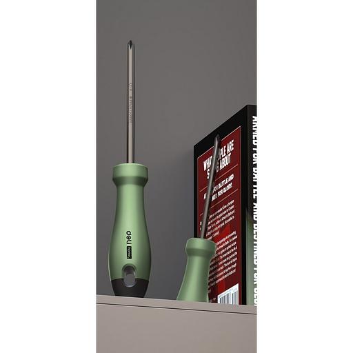 Крестовая отвертка "Home Series Green" Deli HT1206L PH2x150мм Эксклюзивный дизайн, рукоятка из высококачественного софттач пластика фото 3