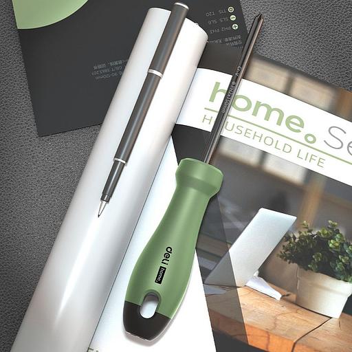 Крестовая отвертка "Home Series Green" Deli HT1206L PH2x150мм Эксклюзивный дизайн, рукоятка из высококачественного софттач пластика фото 6