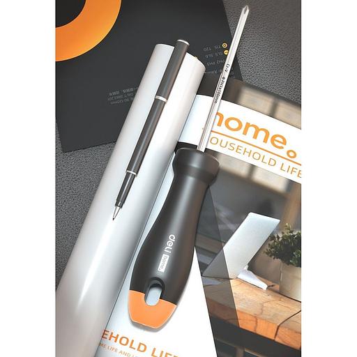 Крестовая отвертка "Home Series Gray" Deli HT1205C PH1x100мм Эксклюзивный дизайн, рукоятка из высококачественного софттач пластика фото 2