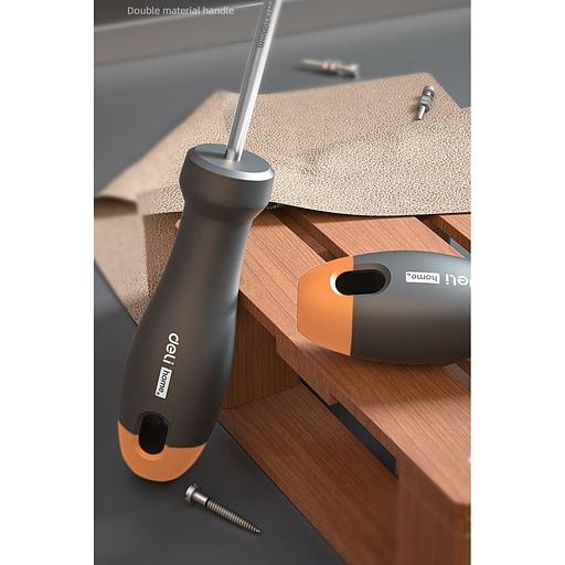 Крестовая отвертка "Home Series Gray" Deli HT1205C PH1x100мм Эксклюзивный дизайн, рукоятка из высококачественного софттач пластика фото 4
