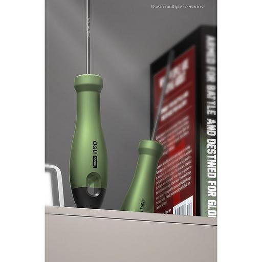 Шлицевая отвёртка "Home Series Green" Deli HT1103L 3x75мм Эксклюзивный дизайн, рукоятка из высококачественного софттач пластика фото 7