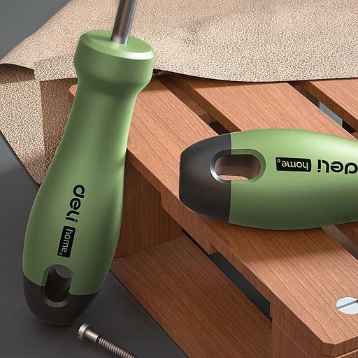 Шлицевая отвёртка "Home Series Green" Deli HT1106L 6x150мм Эксклюзивный дизайн. Рукоятка из высококачественного софттач пластика фото 2