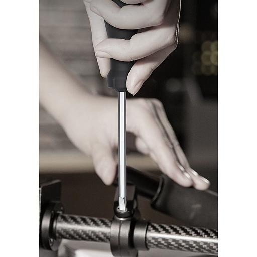 Шлицевая отвёртка "Home Series Gray" Deli HT1103C 3x75мм Эксклюзивный дизайн, рукоятка из высококачественного софттач пластика фото 4