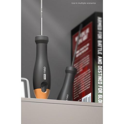Шлицевая отвёртка "Home Series Gray" Deli HT1103C 3x75мм Эксклюзивный дизайн, рукоятка из высококачественного софттач пластика фото 7