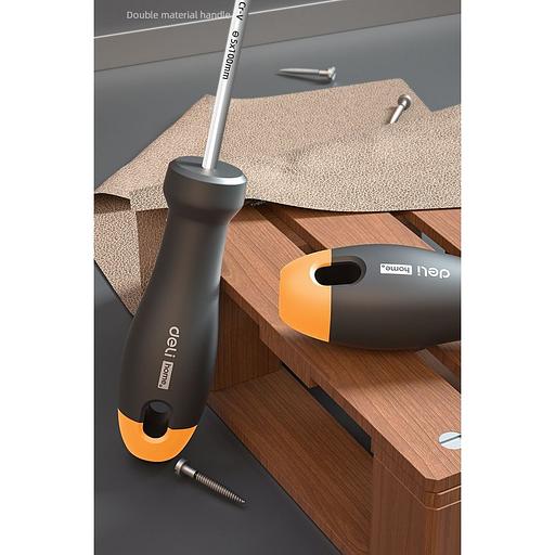 Шлицевая отвёртка "Home Series Gray" Deli HT1105C 5x100мм Эксклюзивный дизайн, рукоятка из высококачественного софттач пластика фото 5