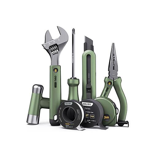 Набор ручного инструмента "Home Series Green" Deli HT0008L 8 предметов фото 1