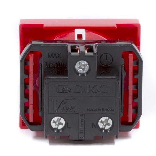 Розетка силовая 2Р+Е, со шторками, «Viva», 2 мод., красная DKC 45015 фото 3