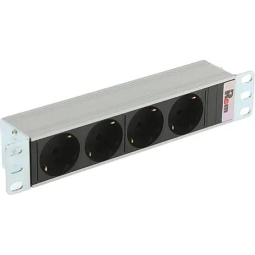 ЦМО Блок розеток Rem-10 без шнура, 4 Schuko, вход IEC 60320 C14, 10A, алюм., 10" (R-10-4S-220-Z) фото 1