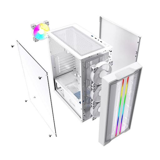 Корпус Powercase Mistral Evo White, Tempered Glass, 1x 120mm PWM ARGB fan + ARGB Strip + 3x 120mm PW фото 5