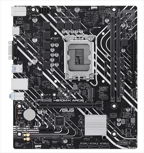 Материнская плата ASUS PRIME H610M-K ARGB, LGA1700, H610, 2*DDR5, VGA + HDMI, 4 SATA 6, M.2, USB 3.2, USB 2.0, mATX; 90MB1G90-M0EAY0 (PRIME H610M-K ARGB) фото 1