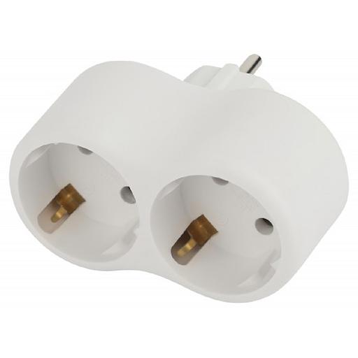 ЭРА Б0053478 Разветвитель электрический SPx-2e-W на 2 розетки с заземлением 16А белый фото 1