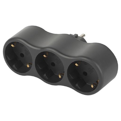 ЭРА Б0059723 Разветвитель электрический SPx-3e-W на 3 розетки с заземлением 16А черный фото 1