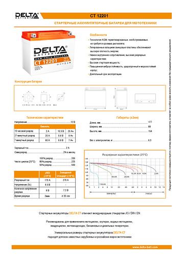 Аккумуляторная батарея DELTA BATTERY CT 12201 фото 2
