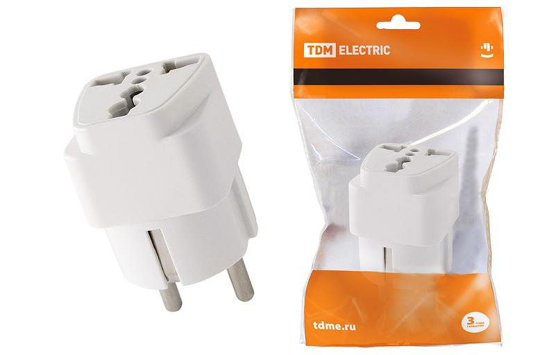 TDM SQ1806-0024 Адаптер универсальный с/з 16А 250В белый фото 1