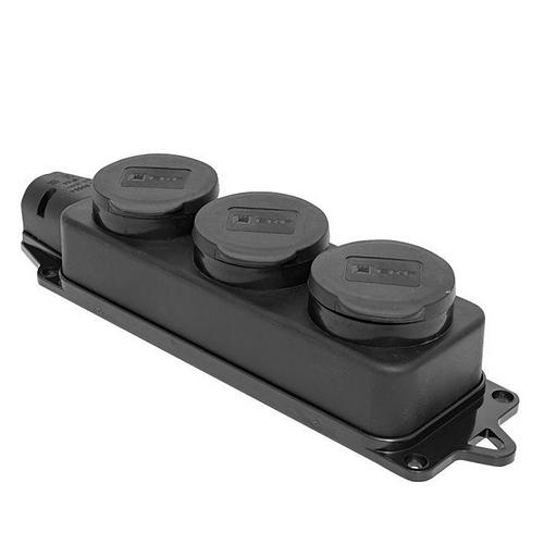 EKF RPS-015-16-230-44 Розетка трехместная с защит. крышками каучуковая 230В 2P+PE 16A IP44 EKF PROxima фото 2