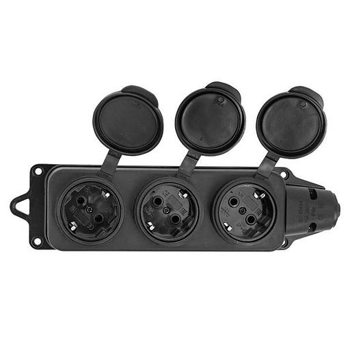 EKF RPS-015-16-230-44 Розетка трехместная с защит. крышками каучуковая 230В 2P+PE 16A IP44 EKF PROxima фото 7