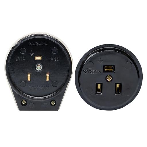 EKF AS-250-O-03 Разъем РШ-ВШ 32А 250В 2P+PE (ОУ) карболитовый черный EKF PROxima фото 3