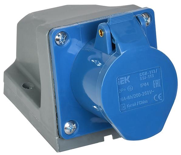 Iek PSR11-016-3 Розетка 113 стационарная 2Р+РЕ 16А 220В IP44 ИЭК фото 1