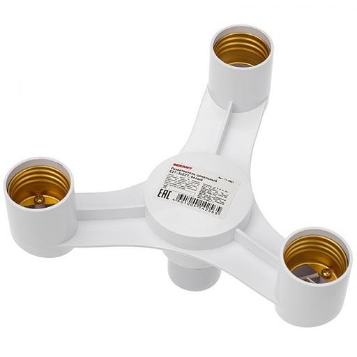 REXANT 11-8861 Разветвитель цокольный Е27-3хЕ27 белый фото 1