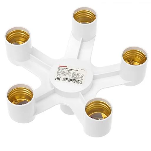 REXANT 11-8865 Разветвитель цокольный Е27-5хЕ27 белый фото 1