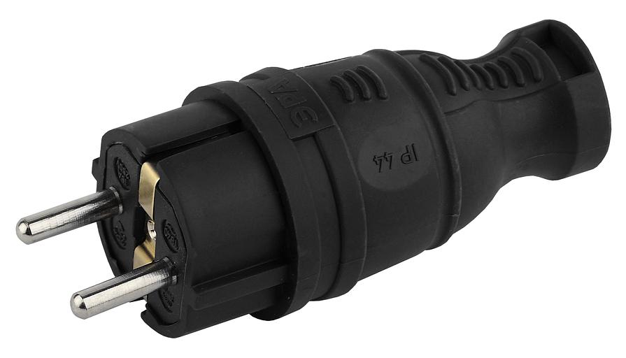 ЭРА Б0044540 Вилка V8-B-IP44 каучуковая с заземлением прямая 16A IP44 черная фото 1