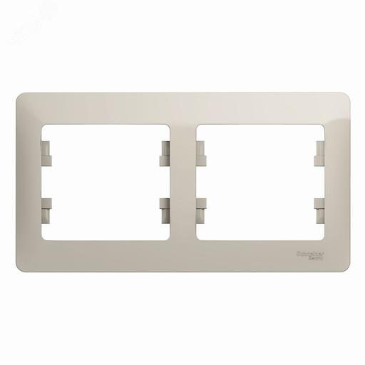 Systeme electric GSL000902 GLOSSA 2-постовая РАМКА, горизонтальная, МОЛОЧНЫЙ фото 1