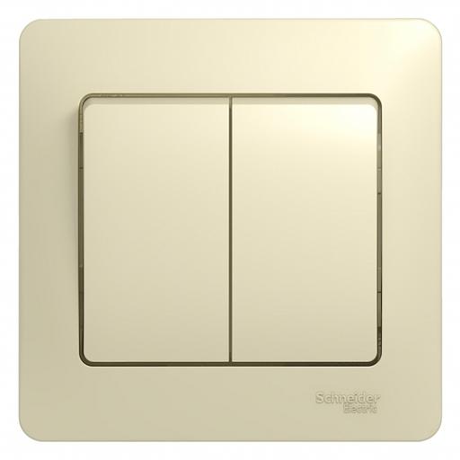 Systeme electric GSL000252 GLOSSA 2-клавишный ВЫКЛЮЧАТЕЛЬ, сх.5, 10АХ, в сборе, БЕЖЕВЫЙ фото 2