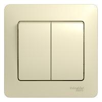 Systeme electric GSL000252 GLOSSA 2-клавишный ВЫКЛЮЧАТЕЛЬ, сх.5, 10АХ, в сборе, БЕЖЕВЫЙ фото 6