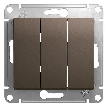 Systeme electric GSL000831 GLOSSA 3-клавишный ВЫКЛЮЧАТЕЛЬ,сх.3, 10АХ, механизм, ШОКОЛАД фото 1