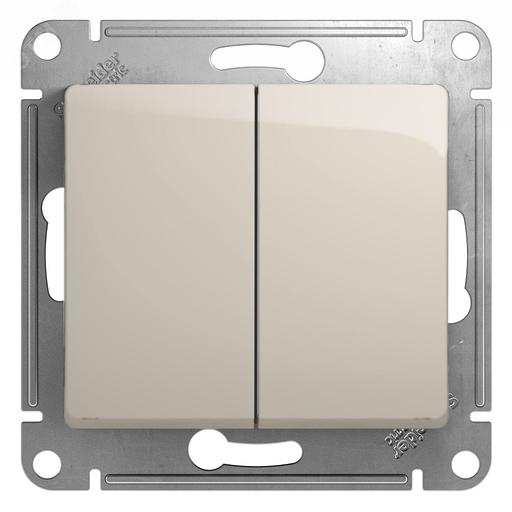 Systeme electric GSL000951 GLOSSA 2-клавишный ВЫКЛЮЧАТЕЛЬ,сх.5,10AX, механизм, МОЛОЧНЫЙ фото 1