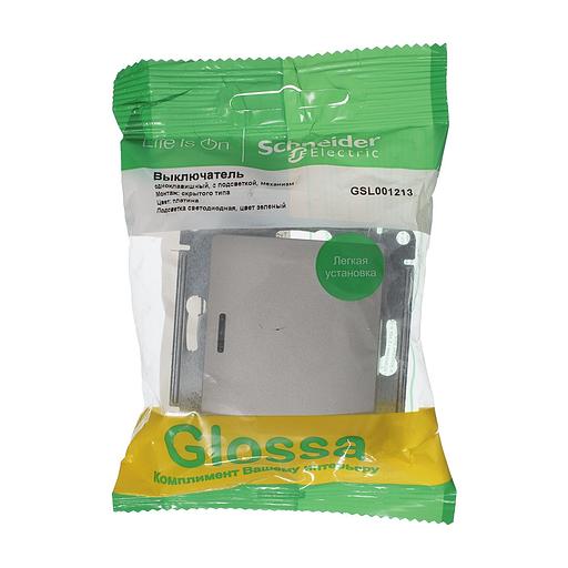 Systeme electric GSL001213 GLOSSA 1-клавишный ВЫКЛЮЧАТЕЛЬ с подсветкой,сх.1а,10AX, механизм, ПЛАТИНА фото 2