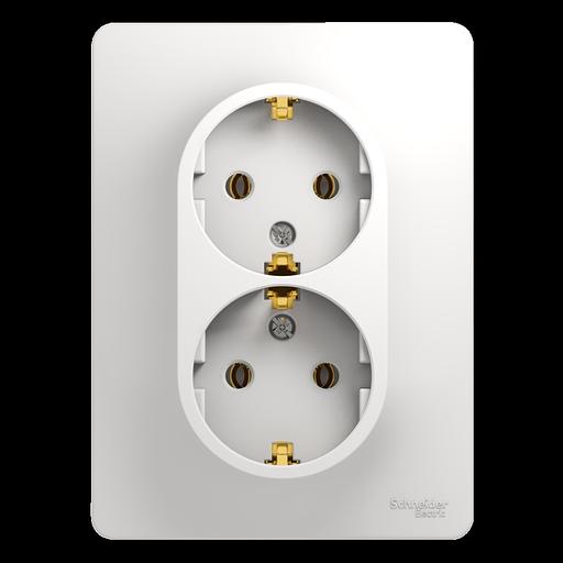 Systeme electric GSL000124 GLOSSA РОЗЕТКА двойная с заземлением, 16А, в сборе, БЕЛЫЙ фото 1