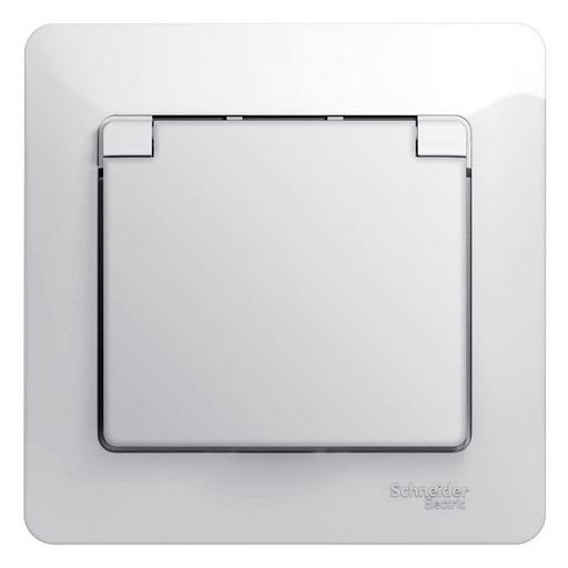 Systeme electric GSL000146 GLOSSA РОЗЕТКА с заземлением со шторками с крышкой, 16А, IP20, в сборе, БЕЛЫЙ фото 1