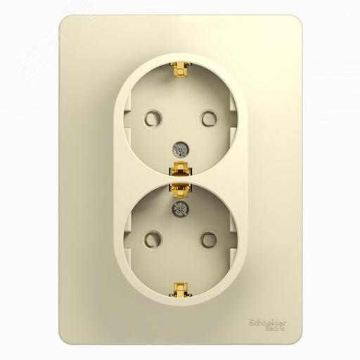 Systeme electric GSL000226 GLOSSA РОЗЕТКА двойная с заземлением со шторками, 16А, в сборе, БЕЖЕВЫЙ фото 2